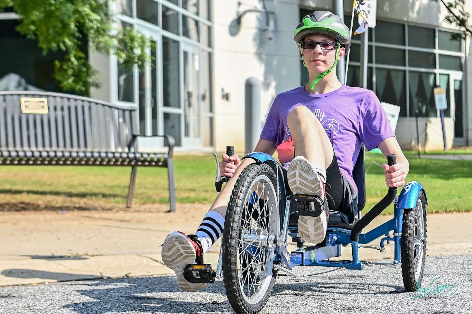 tri my best athlete rides recumbant bike